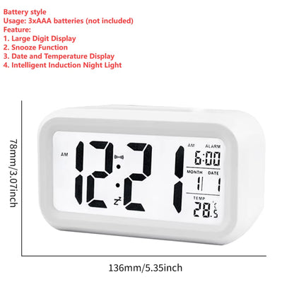 LED Digital Alarm Clock Table Alarm Clock Watch USB Electronic Snooze Desktop Clock Temperature Display Projection Lamp Function