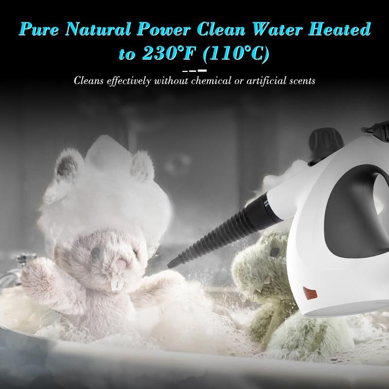 KISPOY Pressurized Handheld Multi-Surface Natural Steam Cleaner with 12Pcs Accessories for Home, Floor, Kitchen & Car Cleaning