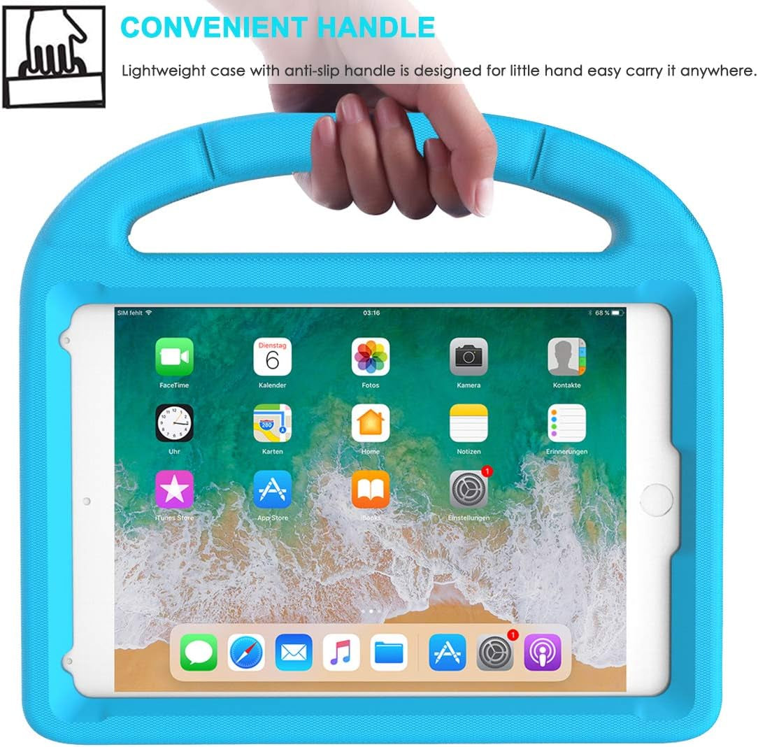 Kids Case for Ipad Mini 5/4/3/2/1 (7.9"), Durable Shockproof Protective Handle Bumper Stand Cover with 2*Screen Protectors for 7.9 Inch Apple Ipad Mini 5Th/4Th/3Rd/2Nd/1St Generation, Blue